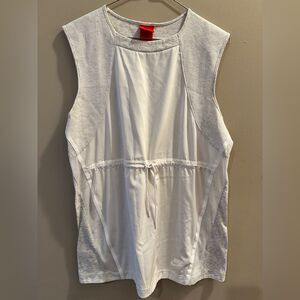 Nike Running Vest Women's White/Grey Size Small Drawstring Hybrid Tee T Shirt